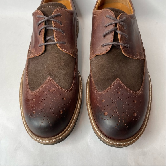 Ecco Kenton Brogue Tie Wingtip Brown Leather Oxford Dress Shoe - Picture 3 of 14